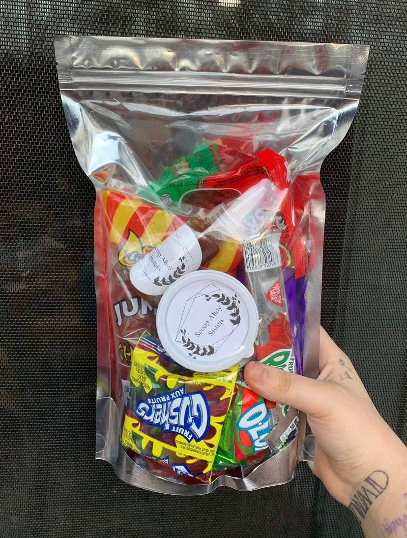 Chamoy pickle kit with Mexican candy scoop